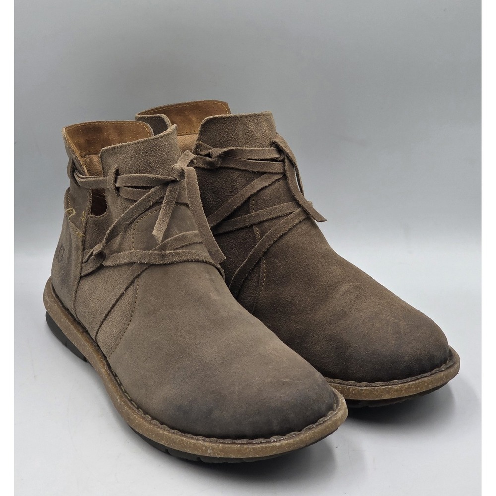 Born Tarkiln Ankle Boots Women's 9 Brown Distressed Leather Wrap Lace Zip